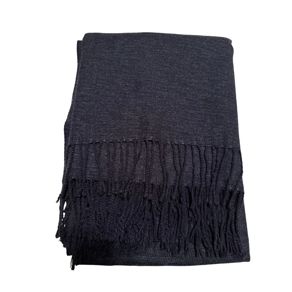 West Elm Navy Blue‎ Heathered Fringed Throw Blanket 44x56 100% Acrylic GUC
